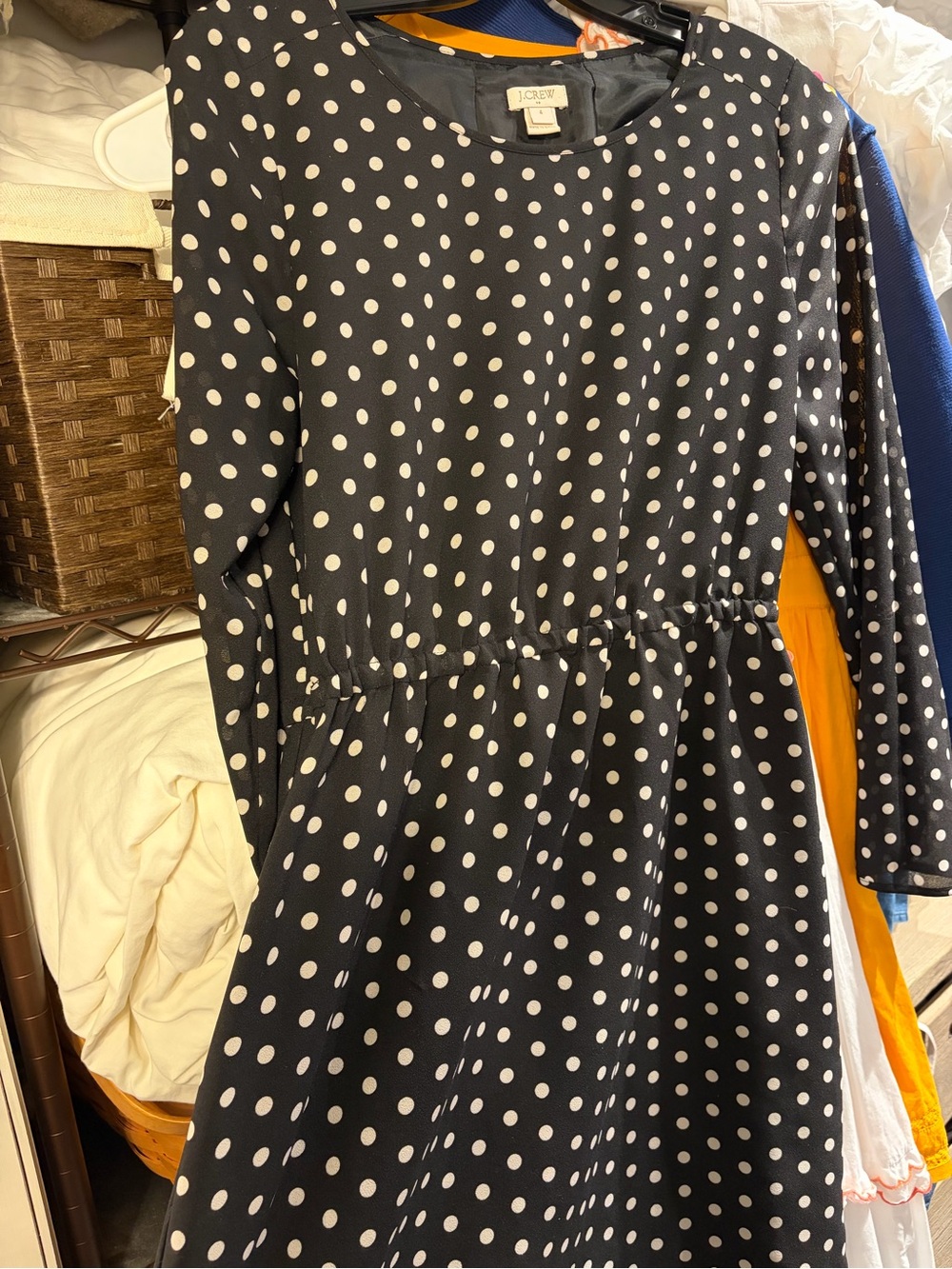 J. Crew factory' Navy Polka Dot Long-Sleeve Dress